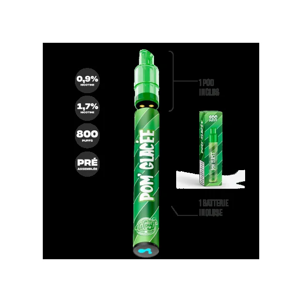 Wpuff Pod 2.0 Pomme Glacée - 800 puffs (1 Batterie + 1 Pod)